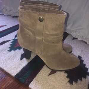 BCBG Suede Taupe Ankle Boot